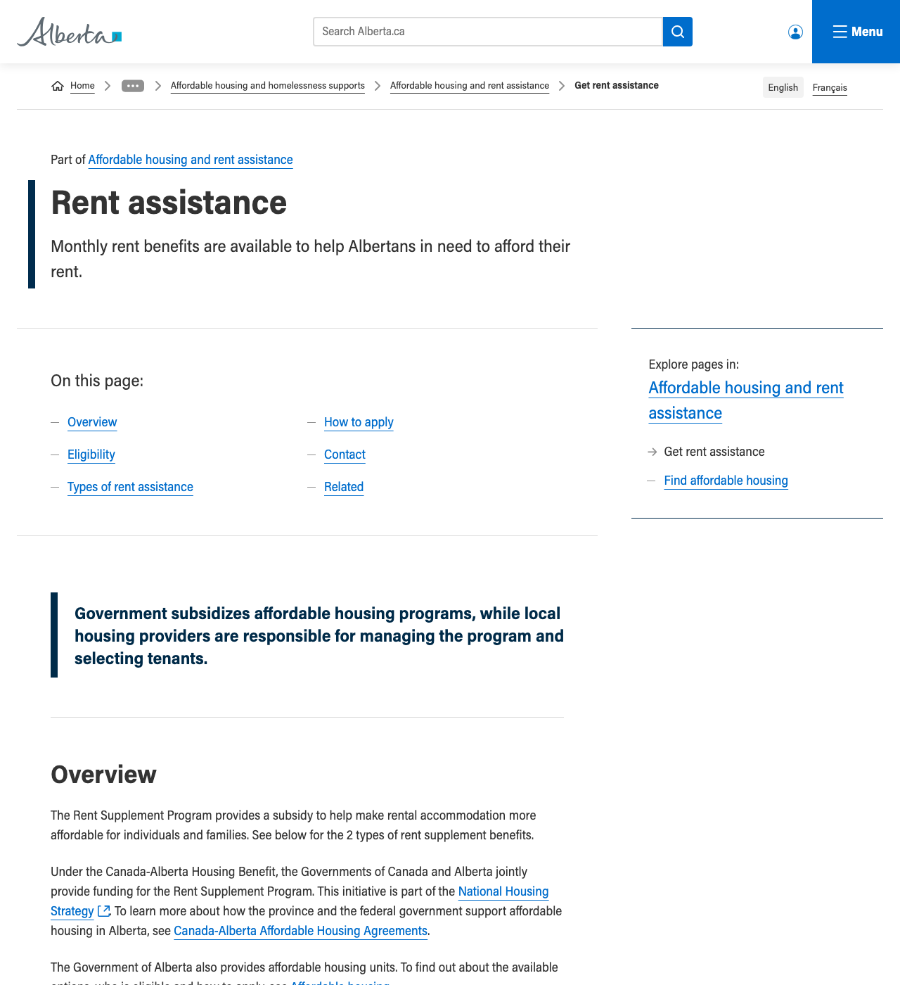 Rent Assistance Benefit (RAB) — official application page