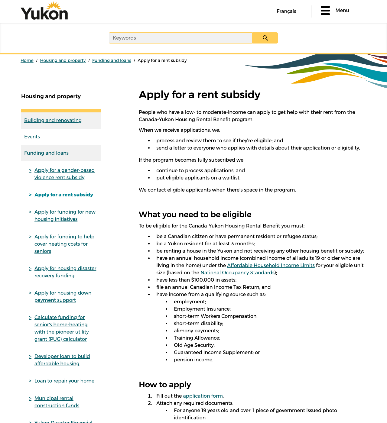 Canada-Yukon Housing Rental Benefit — official application page