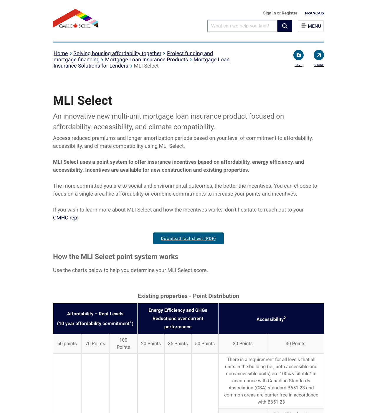 MLI Select (Multi-Unit Mortgage Loan Insurance) — official application page